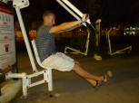 Trying the local out door gym